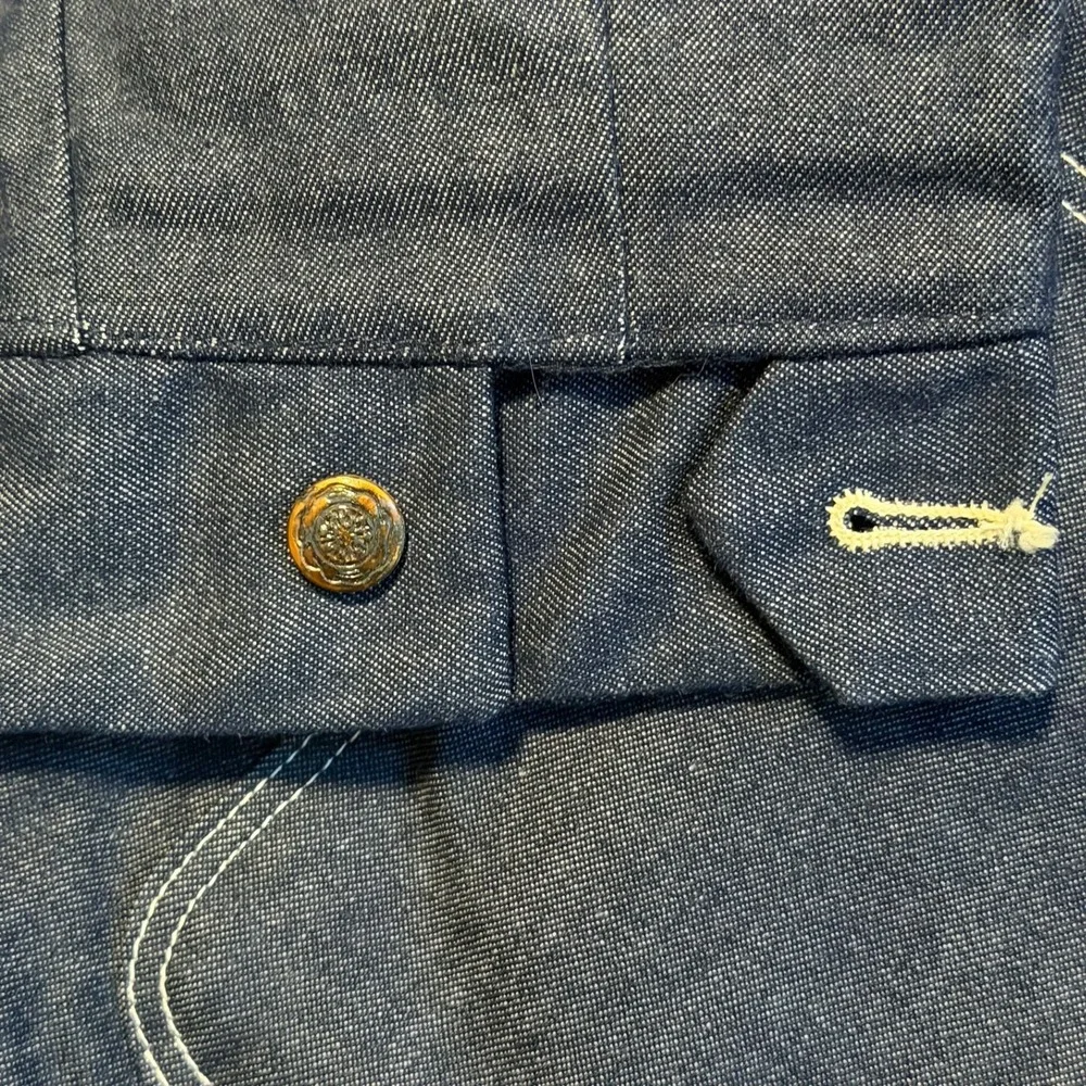 VTG 70s Wrangler Blue Bell Denim Chore Jacket Blanket Lined Size 44 Mint‎ Dark